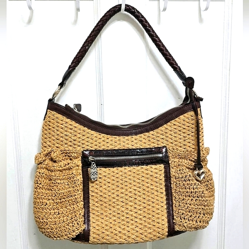 🌴Brighton Woven Straw Jute Handbag Purse Shoulder Bag Large